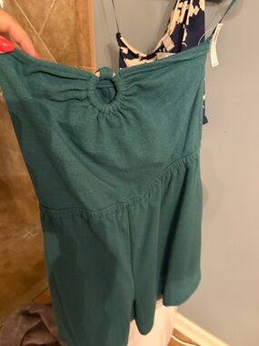 Old Navy Teal Strap Romper with Ring Detail